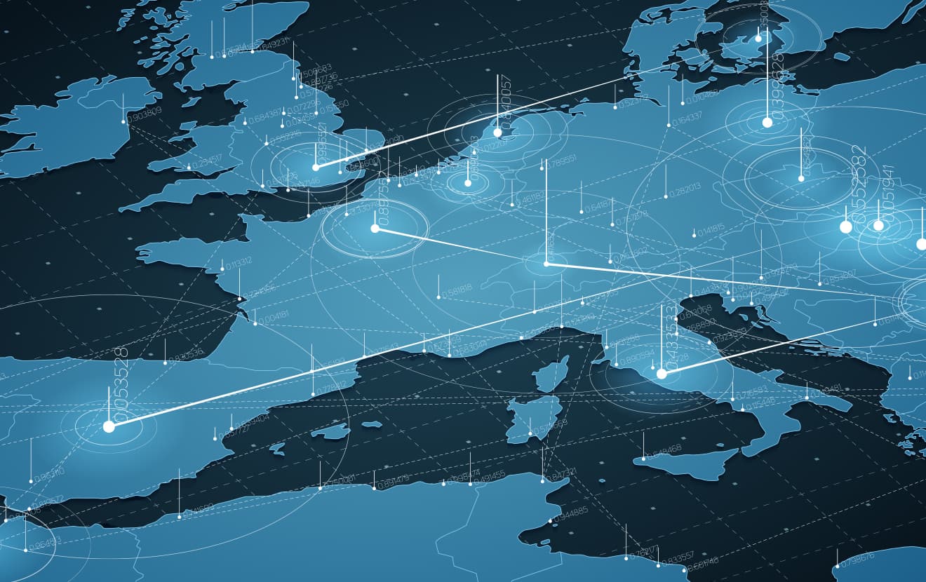 map of europe with data