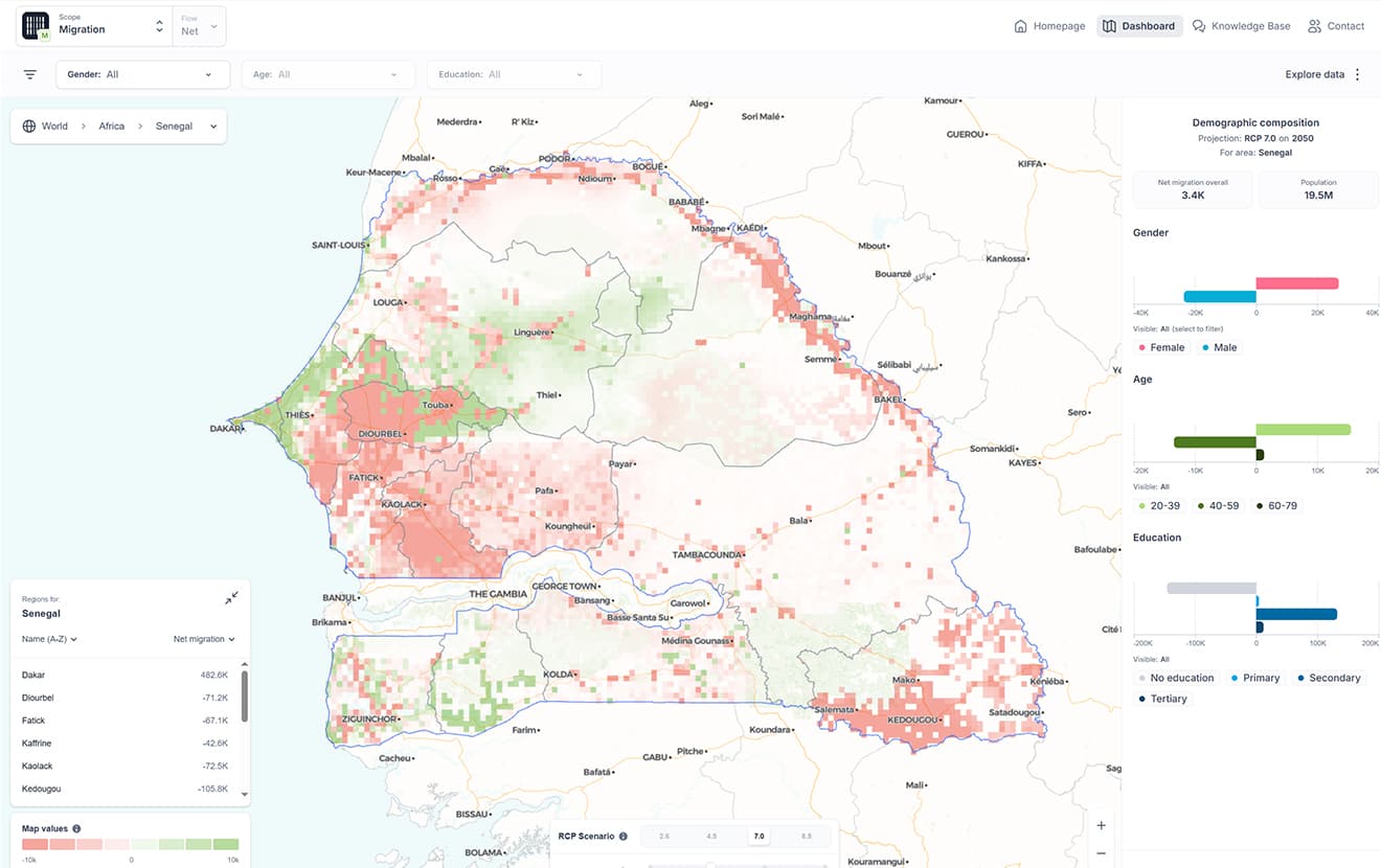 interactive dashboard with map of senegal