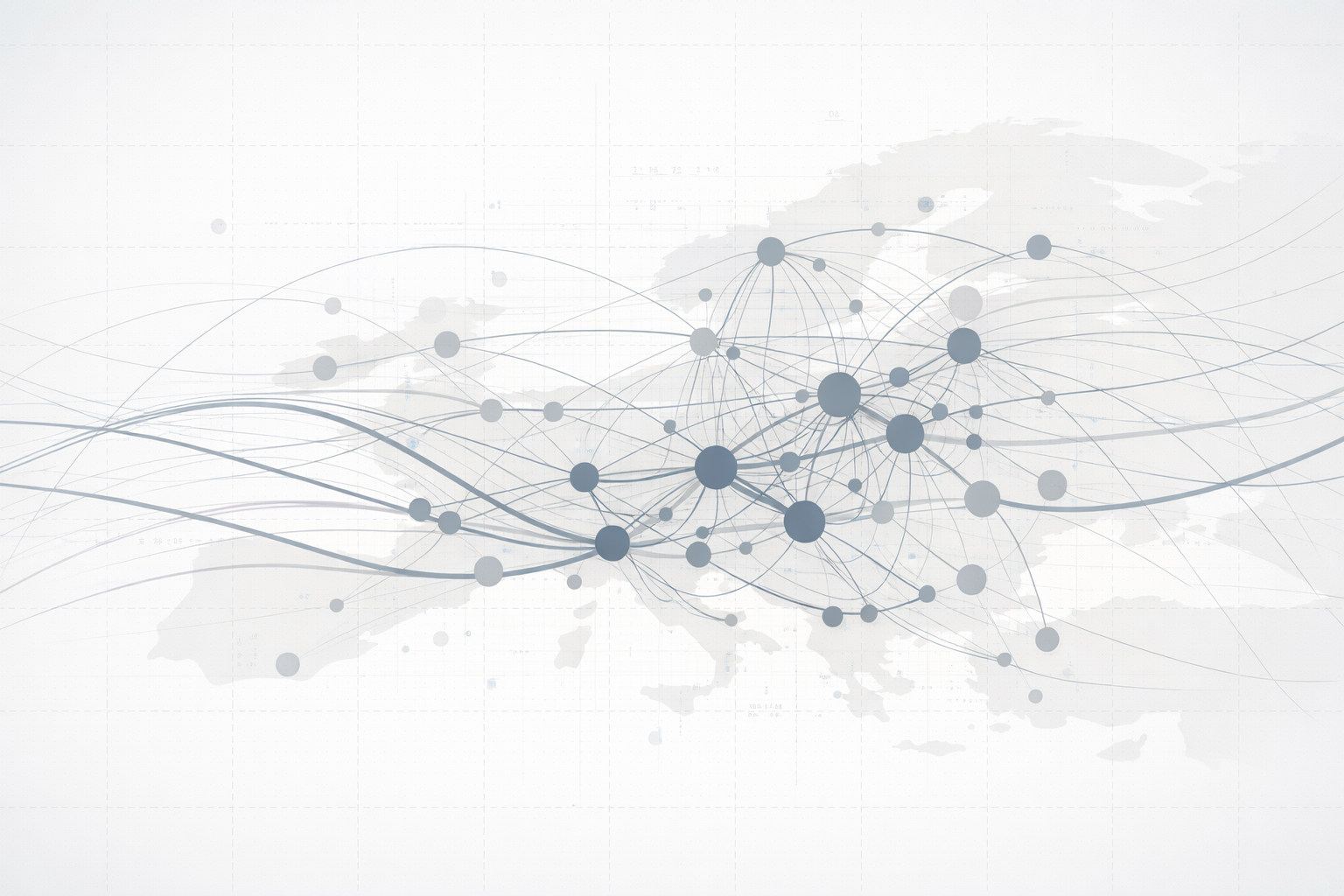 research-oriented key visual representing cross-border labour mobility as an abstract system of flows