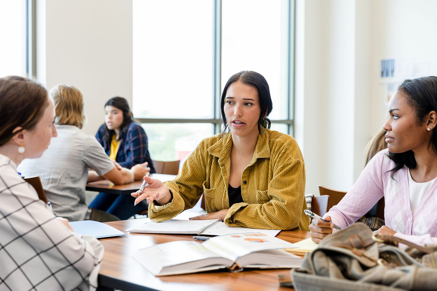 Diverse group of students studying